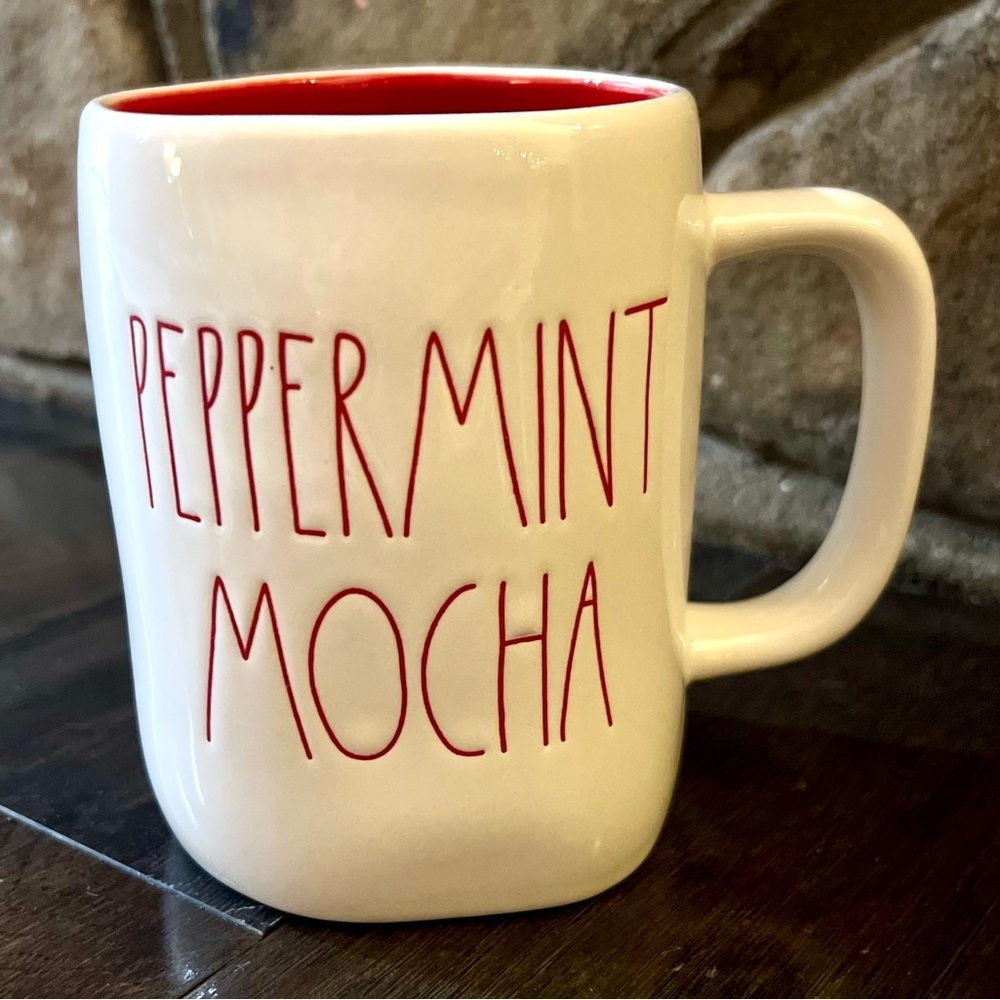RAE DUNN Peppermint Mocha with Red Inside Coffee Mug